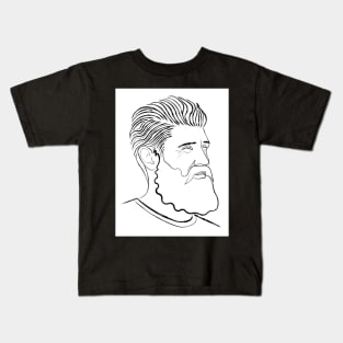 Bearded Man Line Portrait Kids T-Shirt